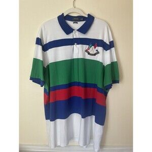 Ralph Lauren Polo Crossed Flags Striped Shirt Size Medium - Mens